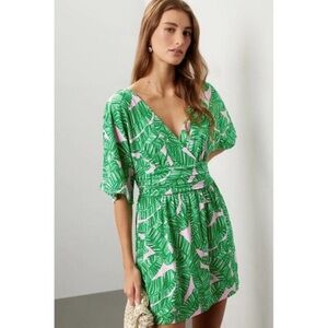 Lilly Pulitzer Pink and Green Let’s Go Bananas Parigi Romper Dress